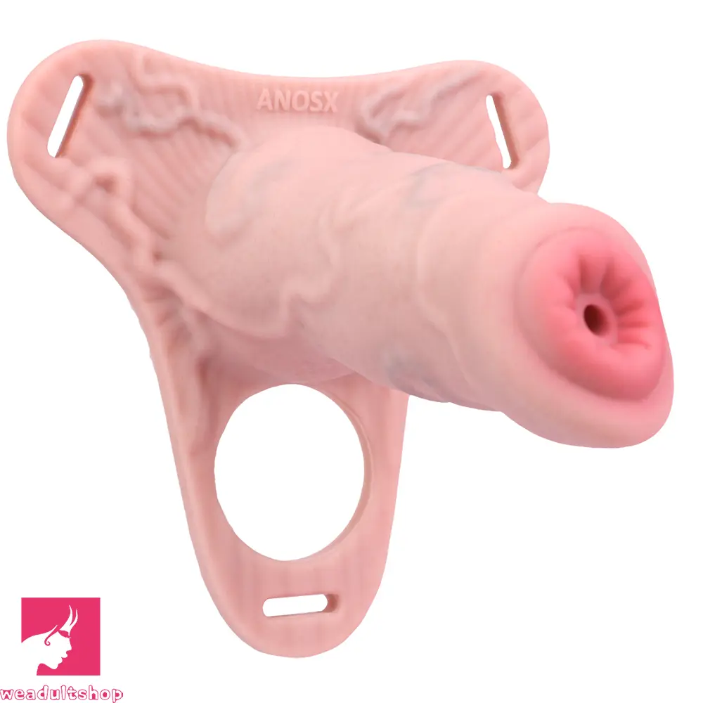 4.92in Silicone Animal Penis Cage Strap on Chastity Dildo Lock Cock Ring