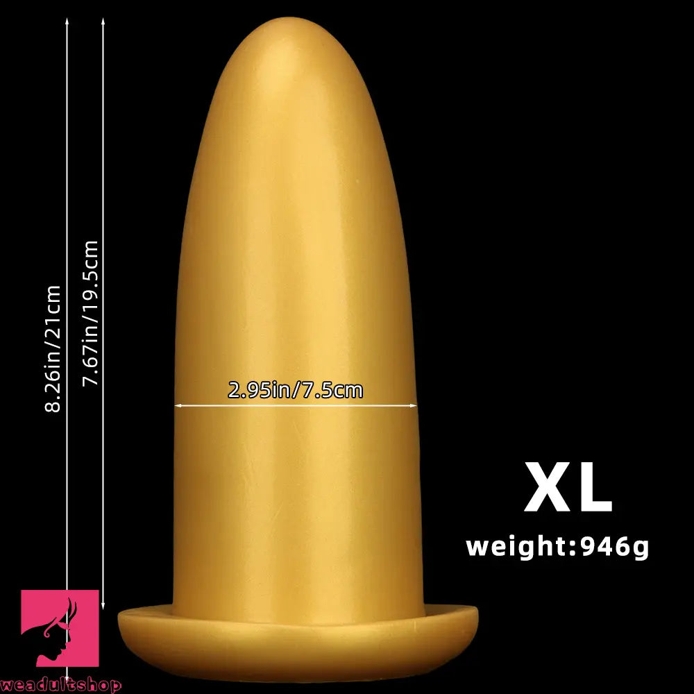 4.72in 5.7in 7.08in 8.26in Gold Silicone Soft Thick Missile Design Dildo Toy