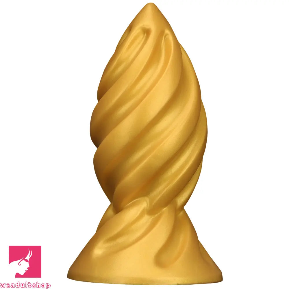 6.49in 7.67in 9.05in 9.84in Golden Silicone Spiral Thread Women Dildo