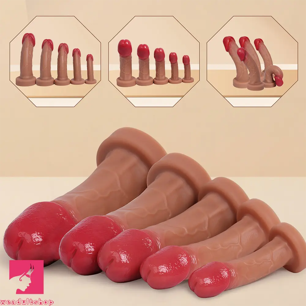 6.69in 8.26in 9.25in 10.62in 12.79in Mushroom Head Silicone Real Dildo