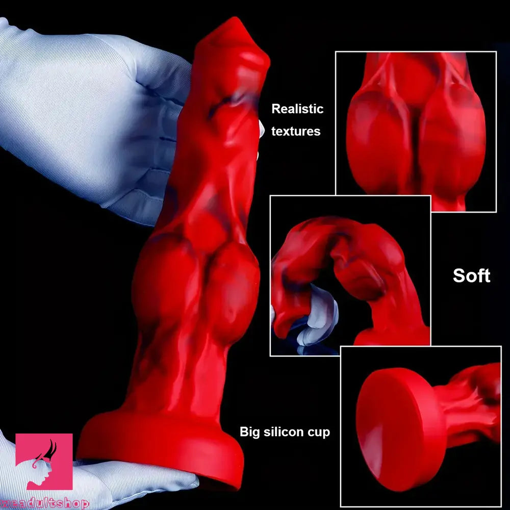 6.65in 7.63in 8.3in 9.25in 10.03in Red Black Odd Monster Dog Knot Dildo