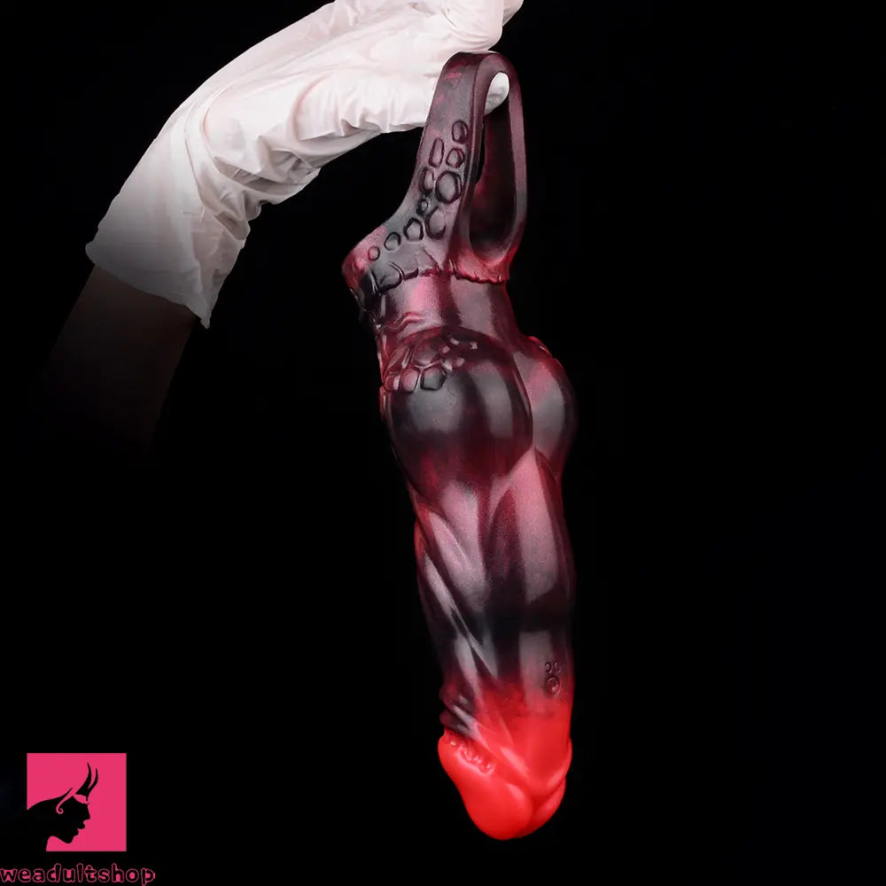 7.17in Silicone Dog Cock Sleeve Knot Vibrating Automatic Hollow Soft Dildo