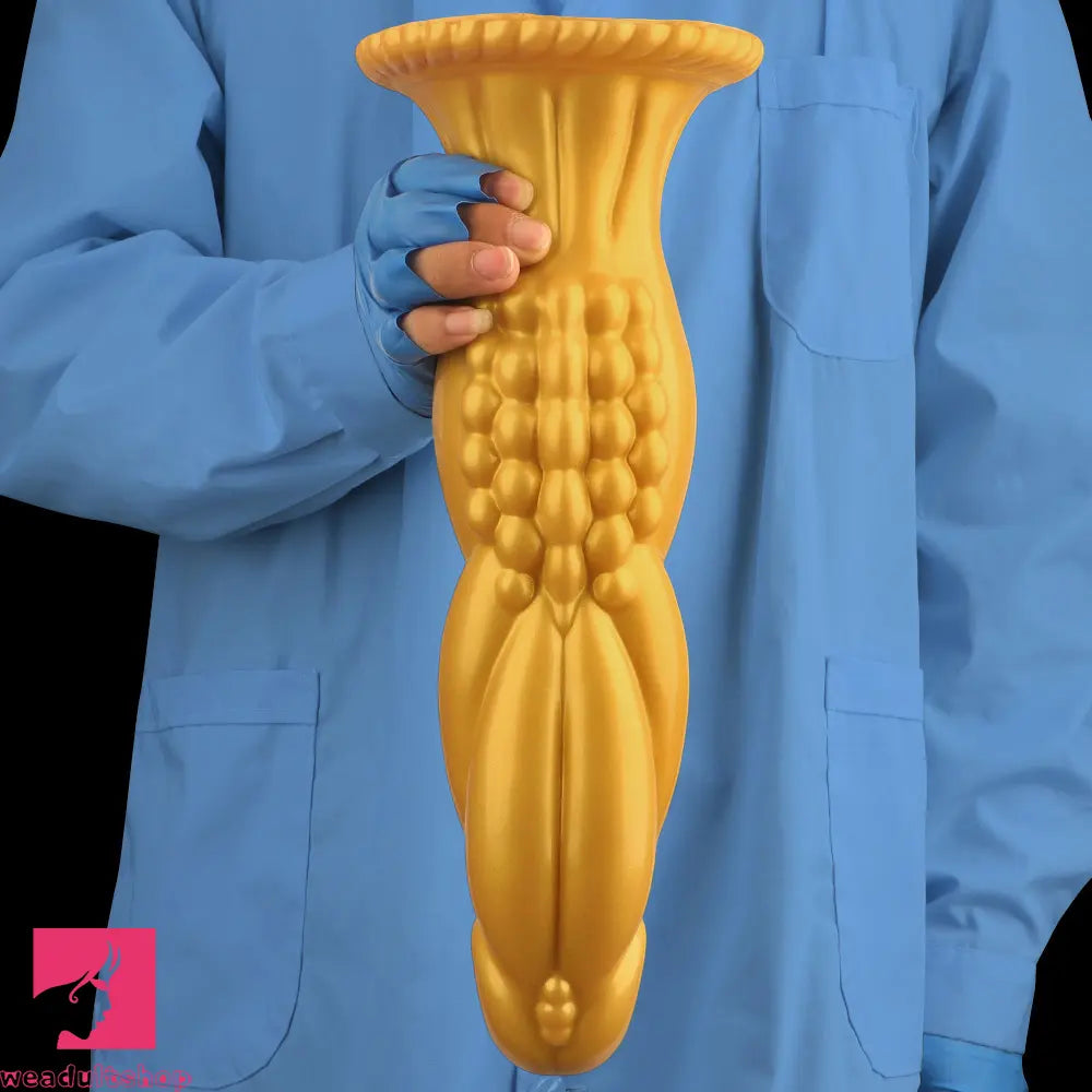 13.78in Golden Soft Silicone Big Fantasy Highquality Material Anal Dildo