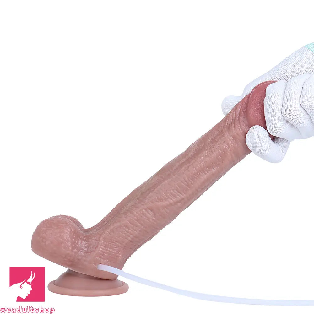 8.66in Dual Layer Silicone Strap on Ejaculating Dildo For Intimate Cock Toy
