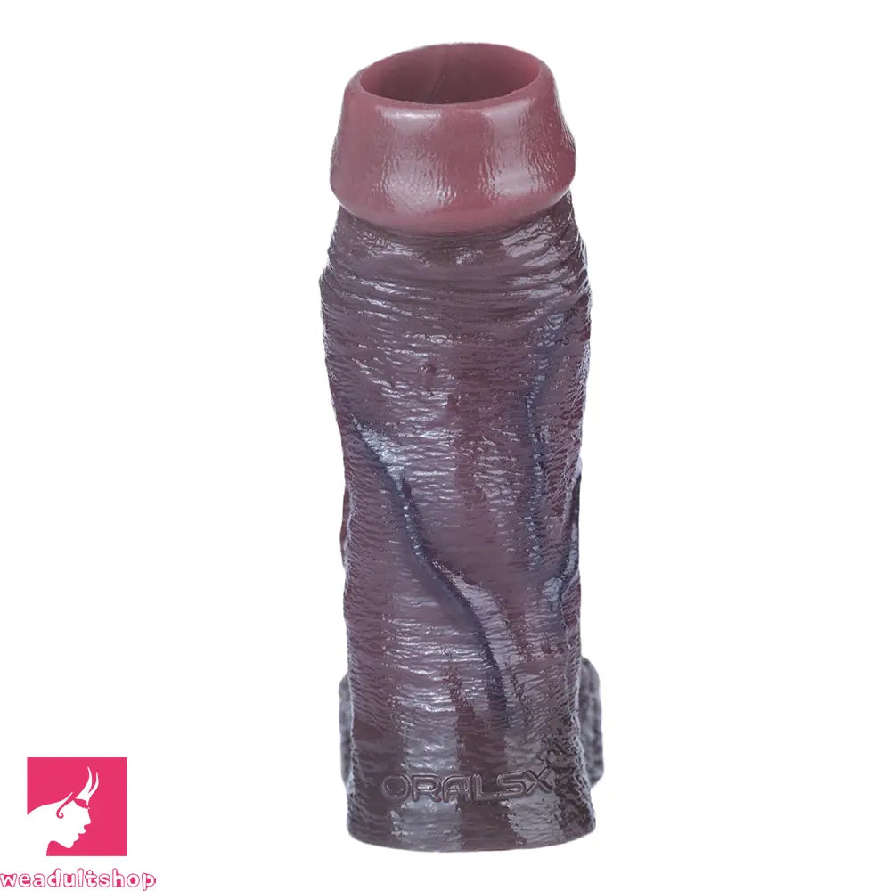 4.29in 4.96in 5.94in Soft Elastic Real Wearable Platinum Silicone Dildo Sleeve