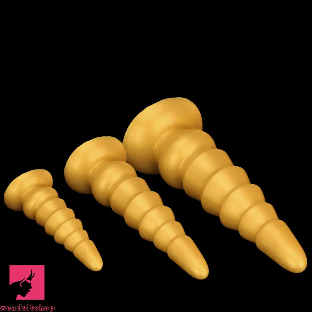 7.87in 11.41in 14.17in Golden Silicone Soft Anal Plug Dildo For Women Toy