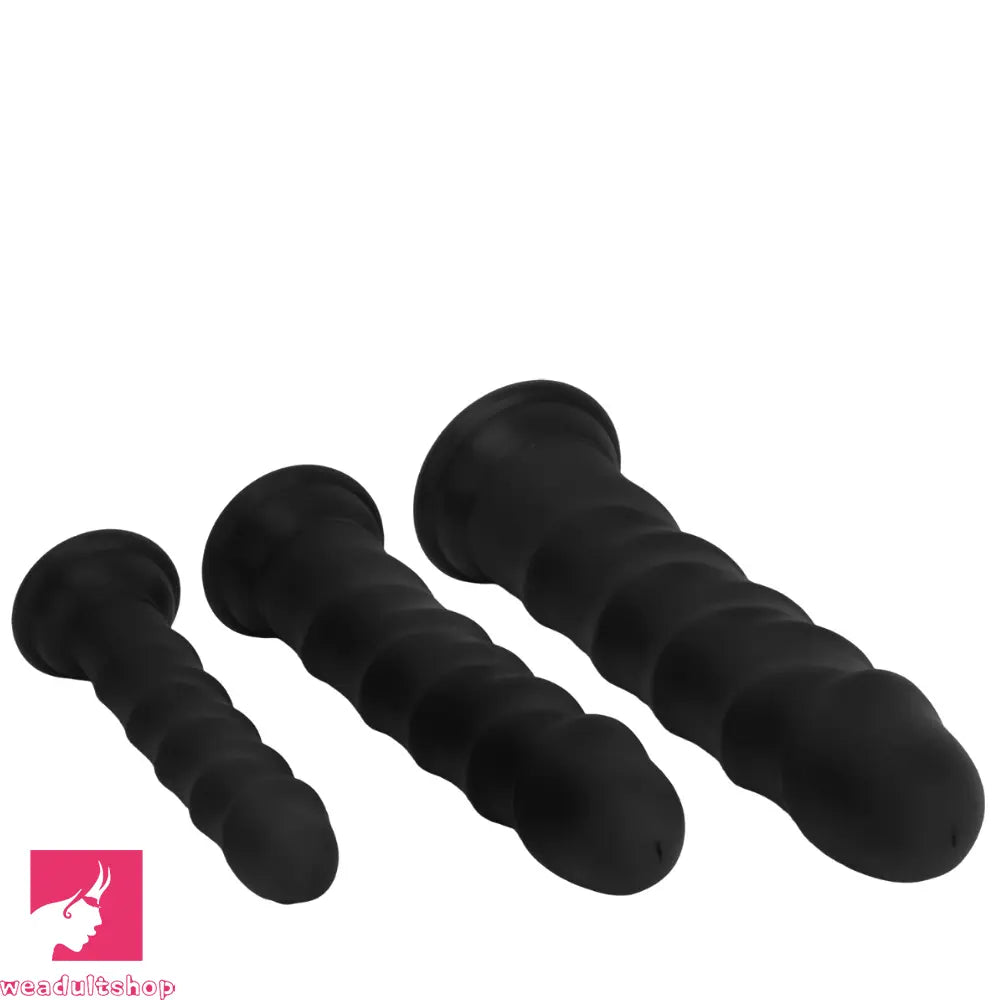 6.69in 8.46in 9.84in Black Mushroom Head Silicone Soft Dildo For Sex