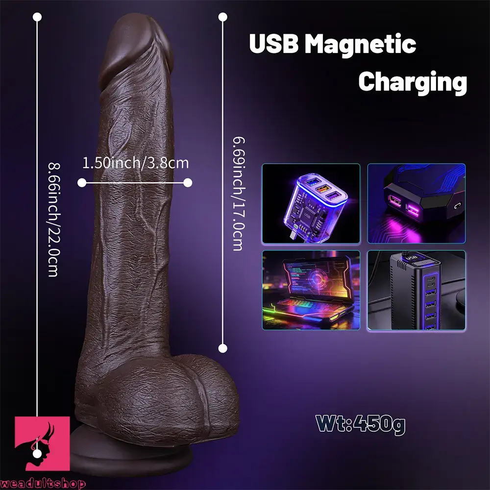 8.66in 7*10 Thrusting Vibrating Modes Automatic Heating Cock Male Dildo