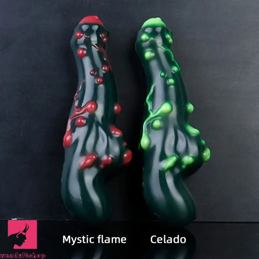 7.38in Alien-Like Colorful Bumps Liquid Silicone Dual-Use Dildo For Anus