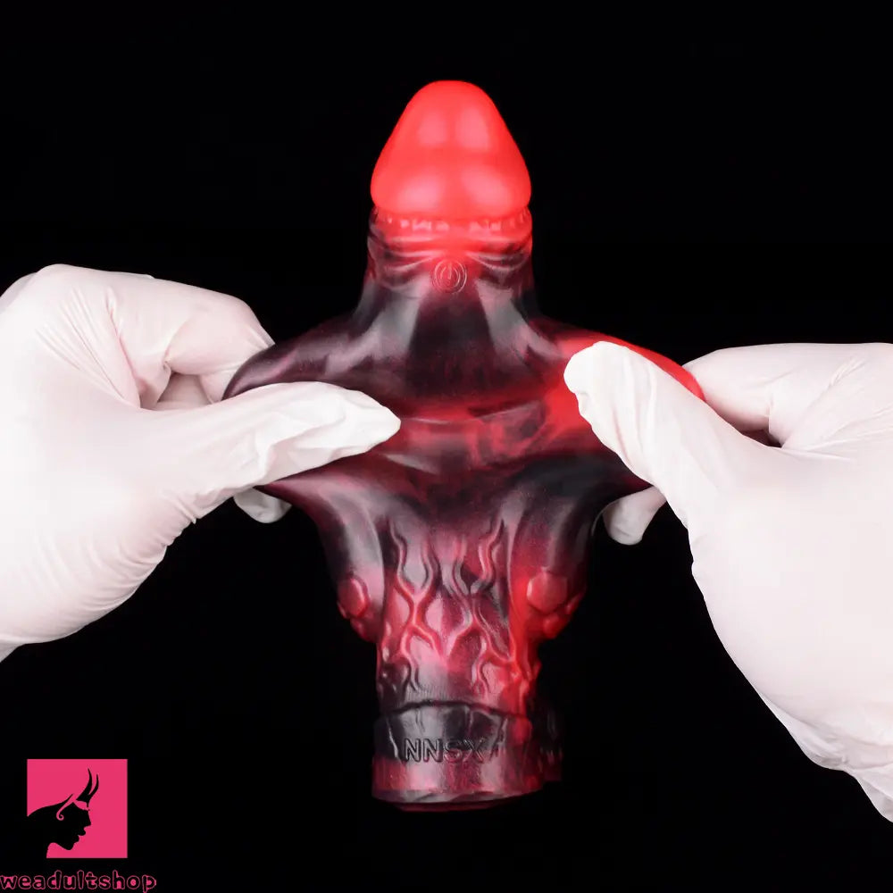 7.17in Silicone Dog Cock Sleeve Knot Vibrating Automatic Hollow Soft Dildo