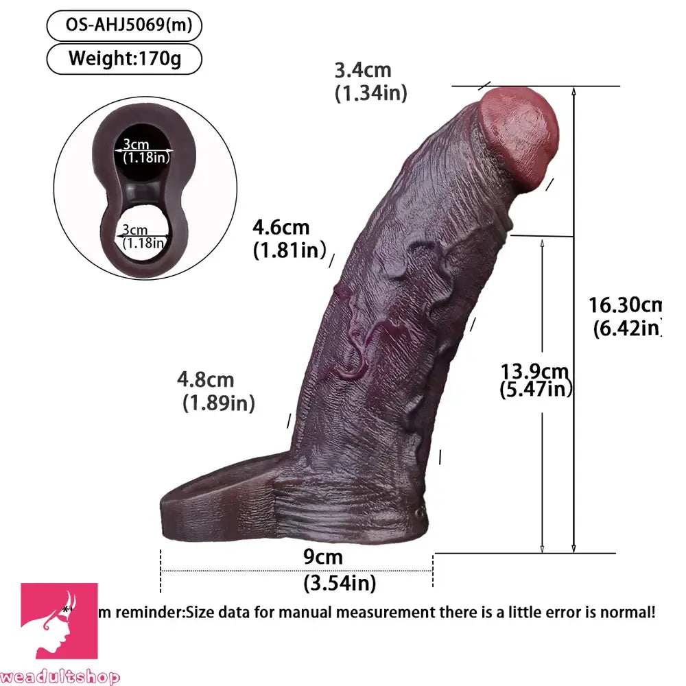 4.96in 6.42in Body-Safe Silicone Ultra-Realistic Penis Sleeve Love Dildo