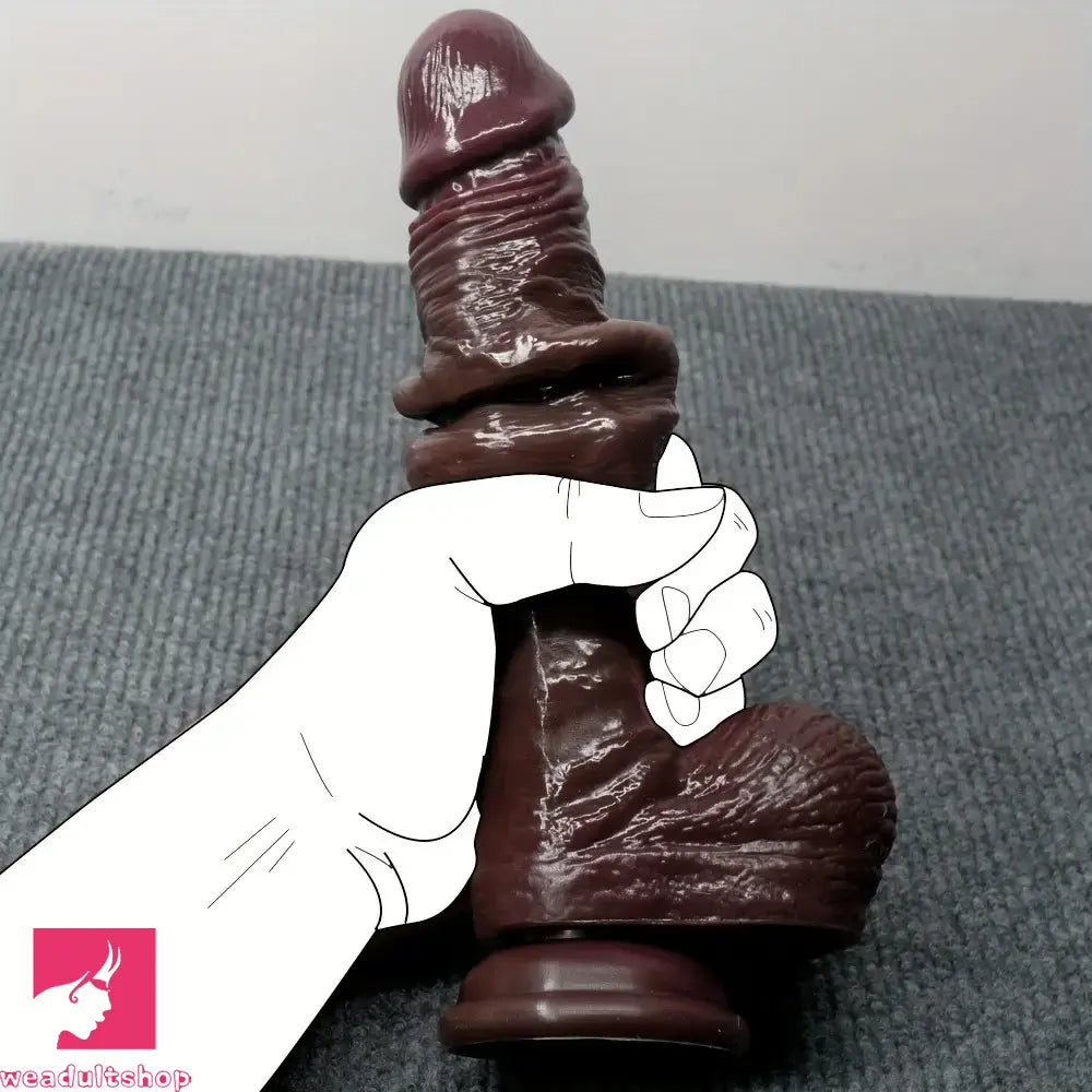 7.48in 8.66in Realistic Lifelike Liquid Silicone Sliding Skin Dildo For Orgasm