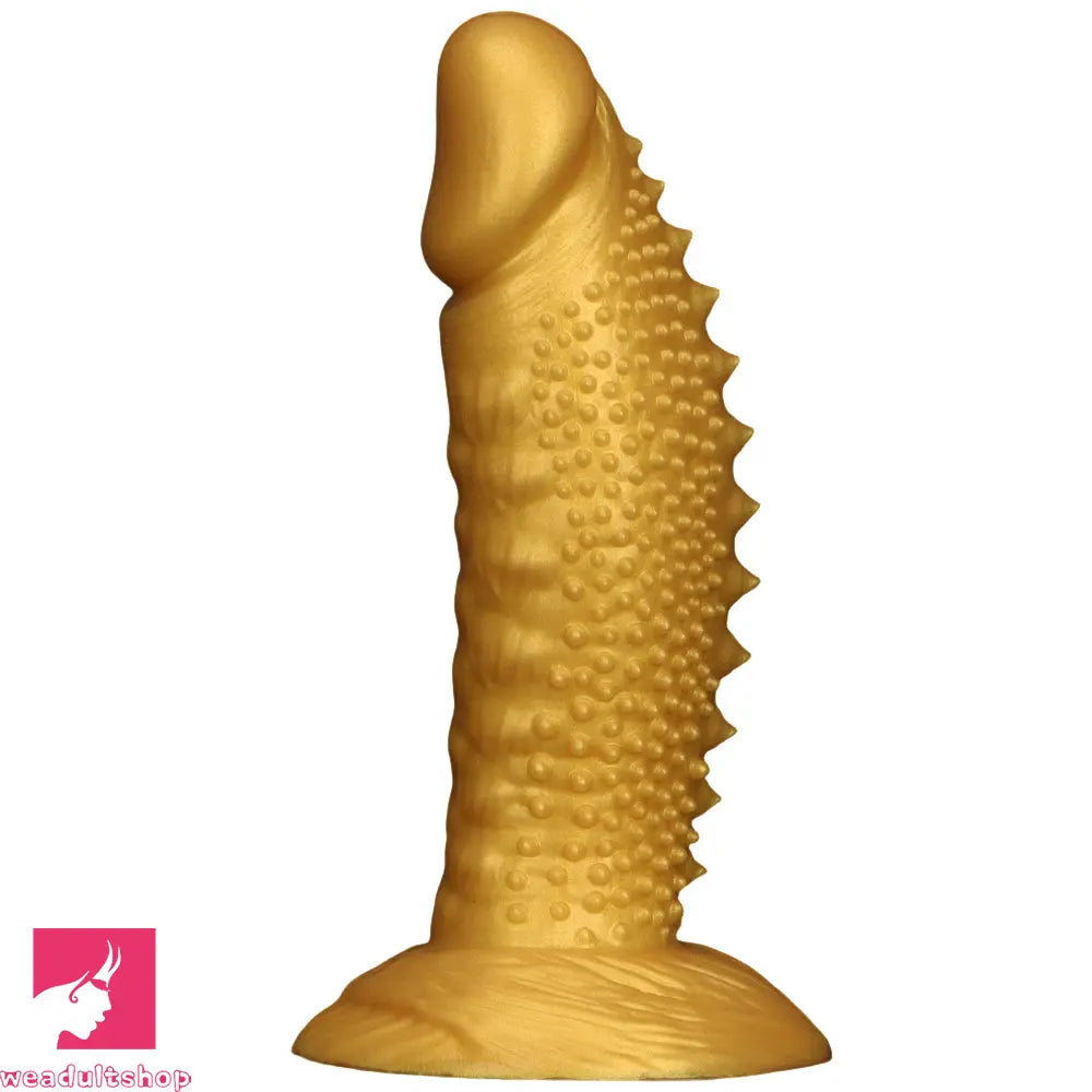 .48in 9.05in 10.62in 12.59in 14.17in Golden Soft Wolf-tooth Spiked Dildo