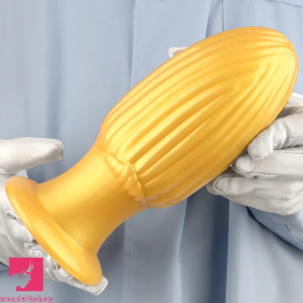 5.9in 6.7in 8.07in Liquid Silicone Thread Granules Soft Corn Gold Cock Dildo