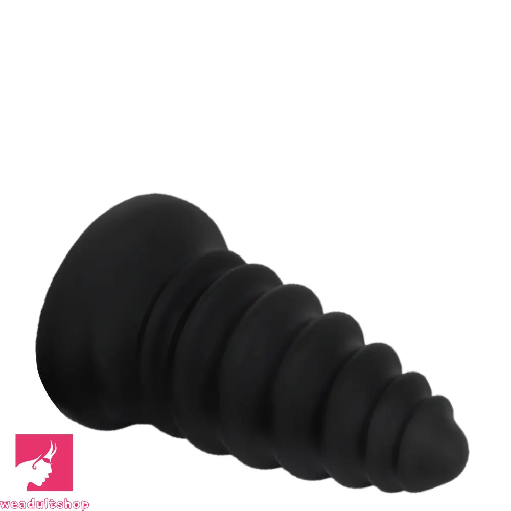 4.92in 5.7in 6.69in 7.48in Black Silicone Screws Anal Dilator Cock Dildo