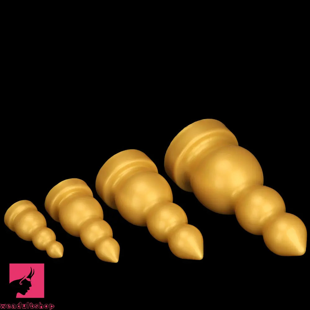 4.13in 5.91in 8.27in 10.63in Golden Soft Gourd-shaped 3-beads Dildo