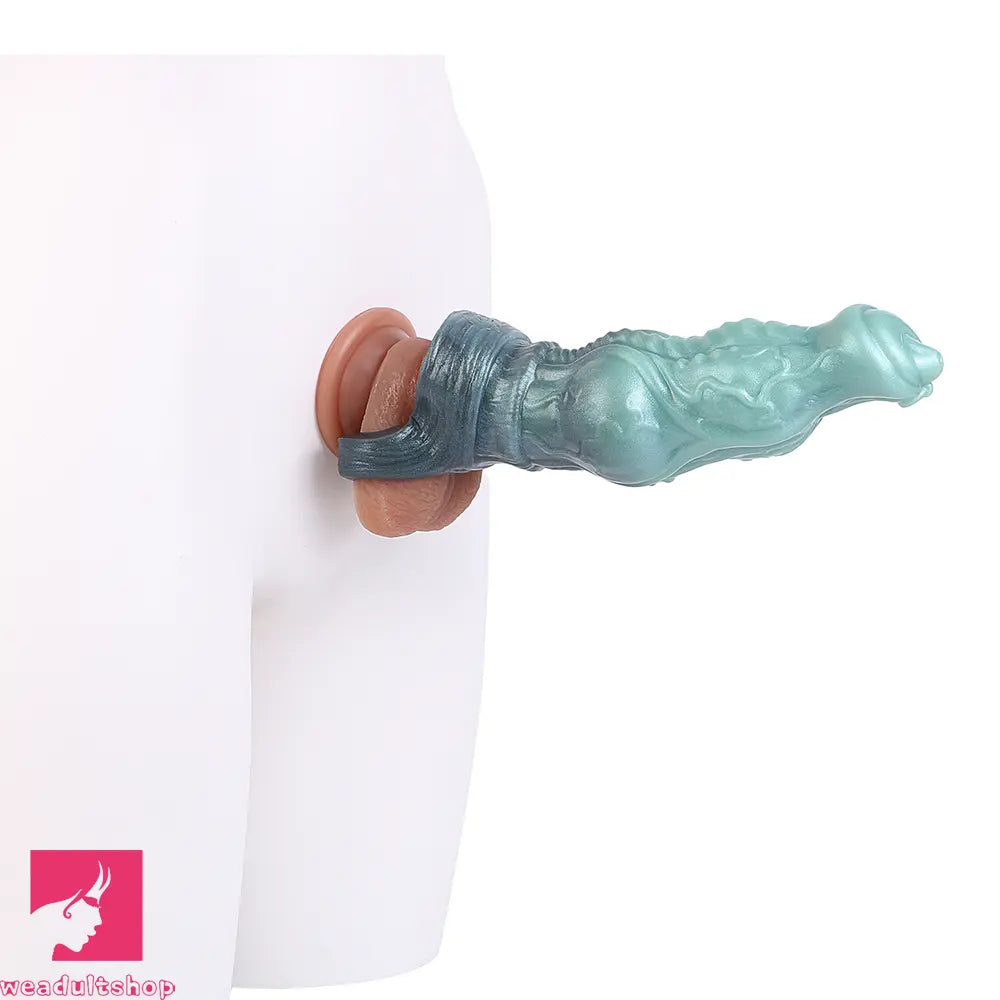 8.26in Moonbound Hound Silicone Hollow Cock Sleeve Dildo For Male Female