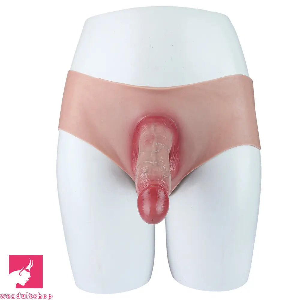 6.65in Silicone Realistic Feeling Strap on Dildo Pants Hollow Penis Sleeve