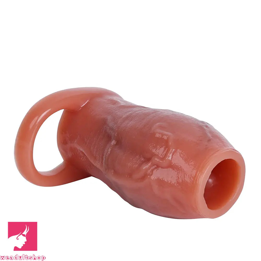3.15in 3.54in 3.94in Realistic Veins Dildo Sleeve With Cock Ring Hollow Design