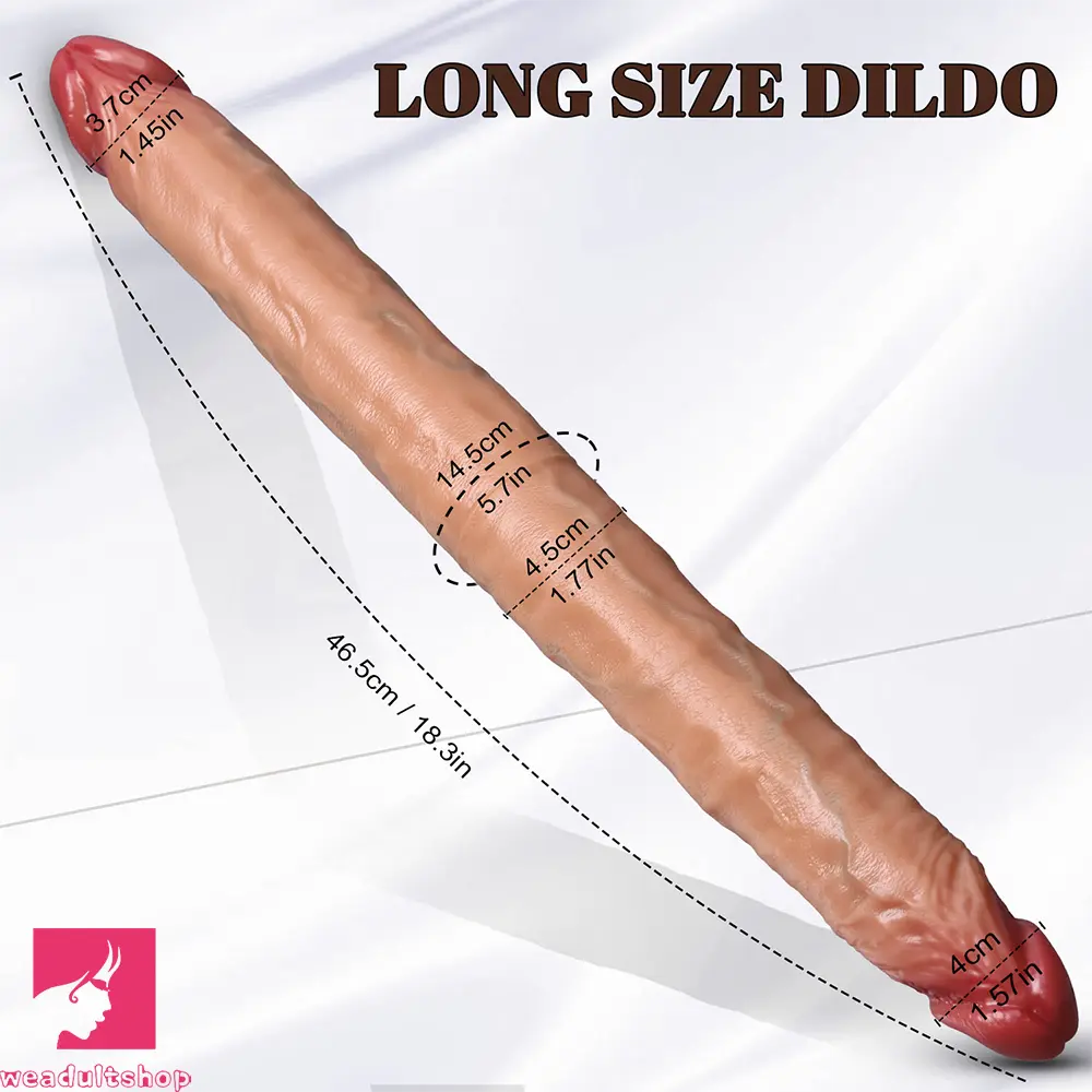 18.3in Dual Sided Dildo Soft Big Silicone Cock For Masturbation Aid