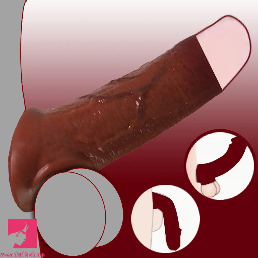 6.3in Round Design Real Veins Silicone Cock Dildo Sleeve For G-Spot Cock