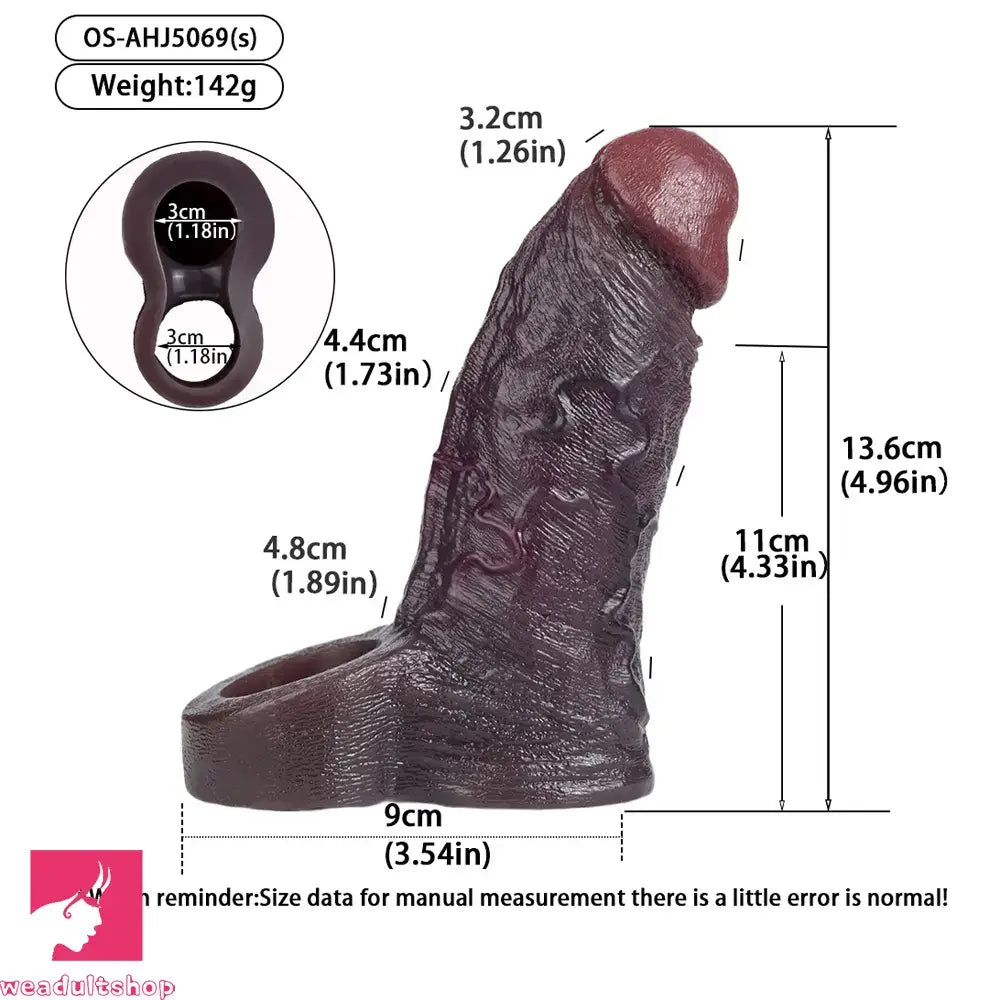 4.96in 6.42in Body-Safe Silicone Ultra-Realistic Penis Sleeve Love Dildo