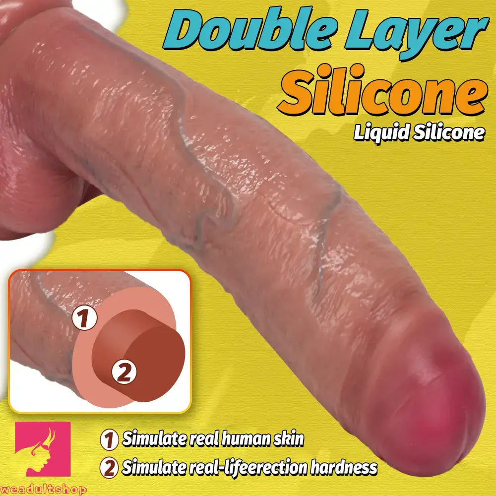 8.07in 9.84in 12in Dual Density Silicone Foreskin Uncut Strap on Real Dildo