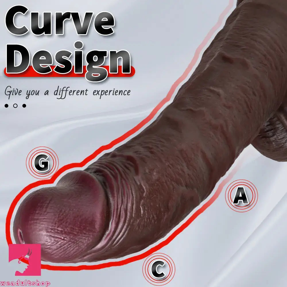 11.22in Realistic Curved Strap on Silicone Big Dildo Couples Flirting Dildo
