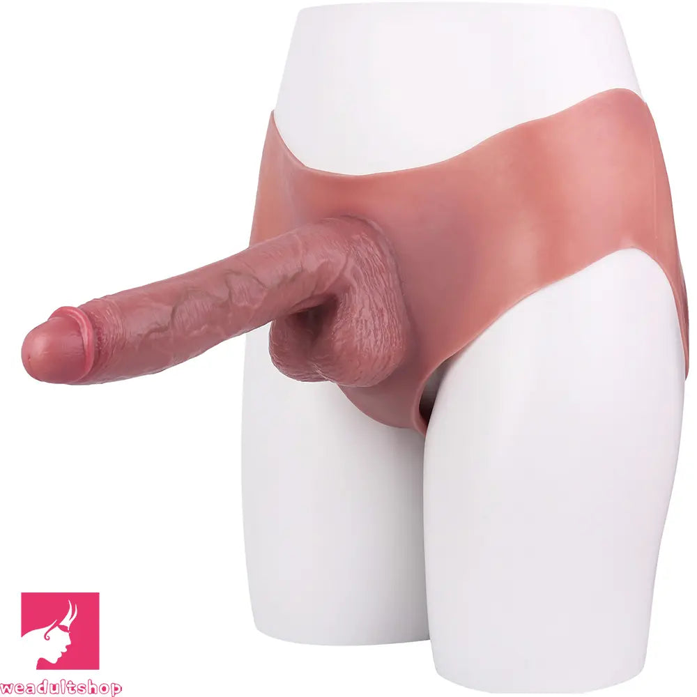 10.11in Hollow Sleeve Strap on Dildo Leather Pants For Men Women Love