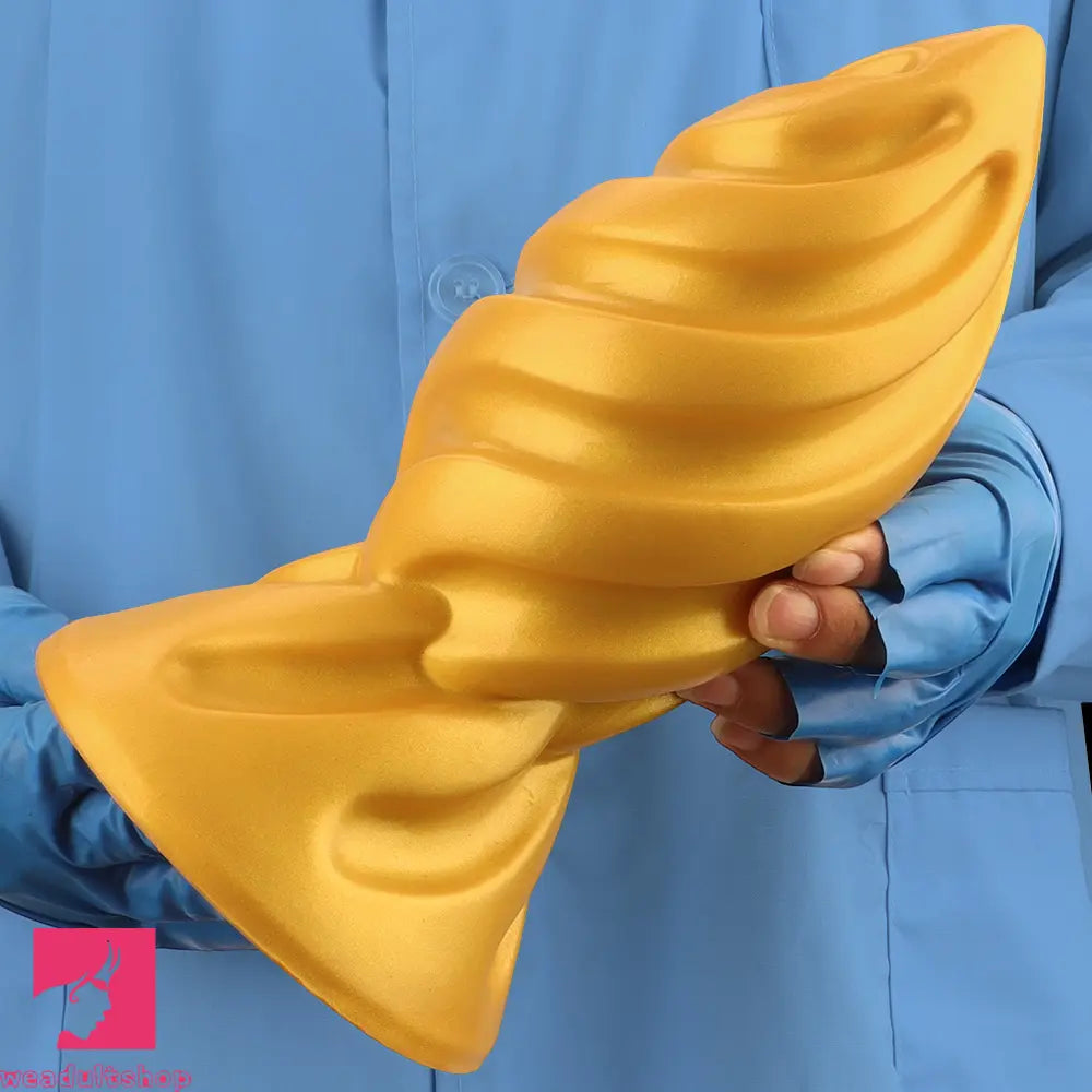 6.49in 7.67in 9.05in 9.84in Golden Silicone Spiral Thread Women Dildo