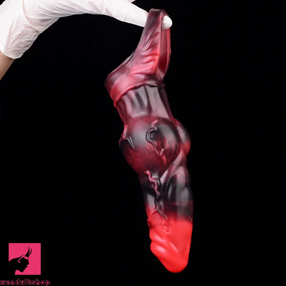 7.17in Silicone Animal Sleeve Knot Vibrating Hollow Dildo With Cock Ring