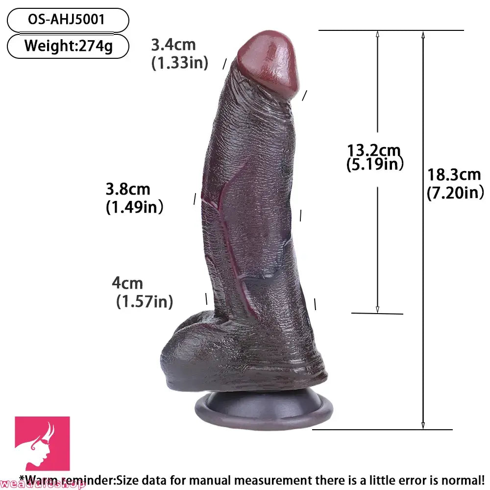 7.2in Dual Density Silicone Soft Real Dildo Ideal For Couples Male Female