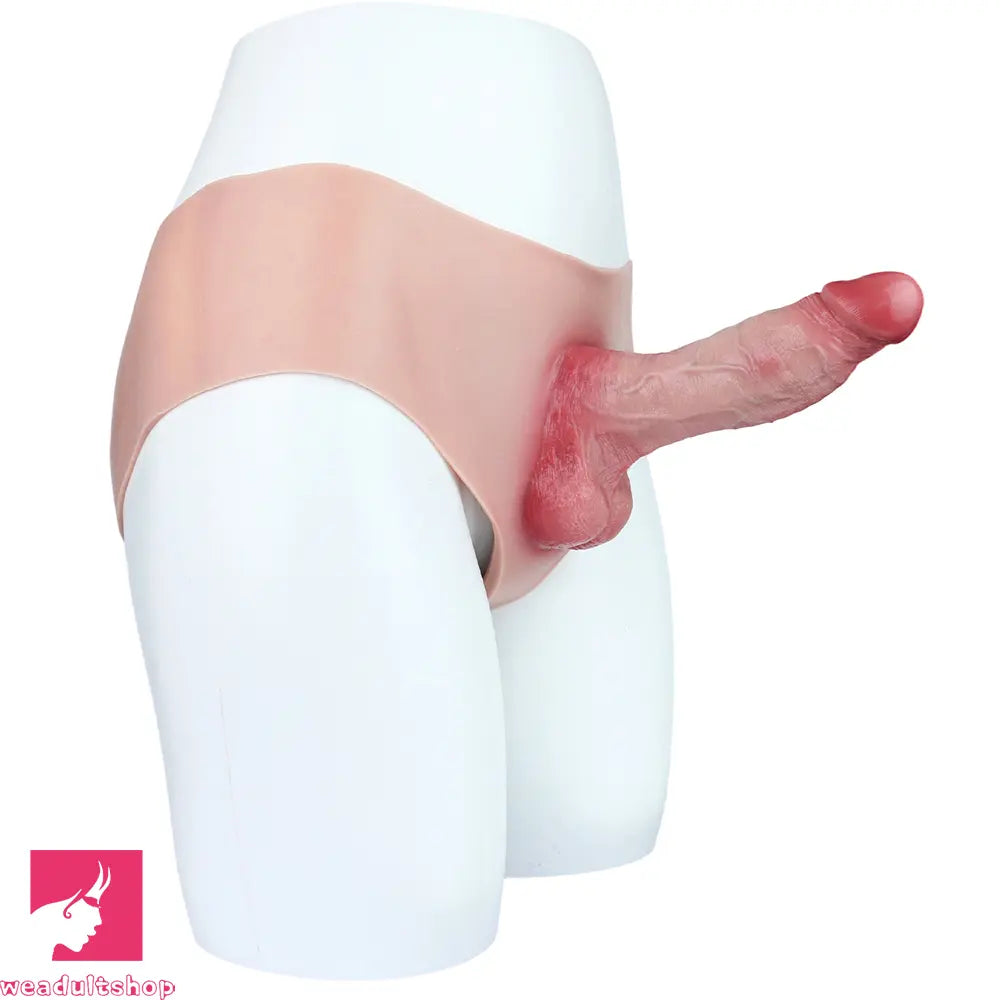 6.65in Silicone Realistic Feeling Strap on Dildo Pants Hollow Penis Sleeve