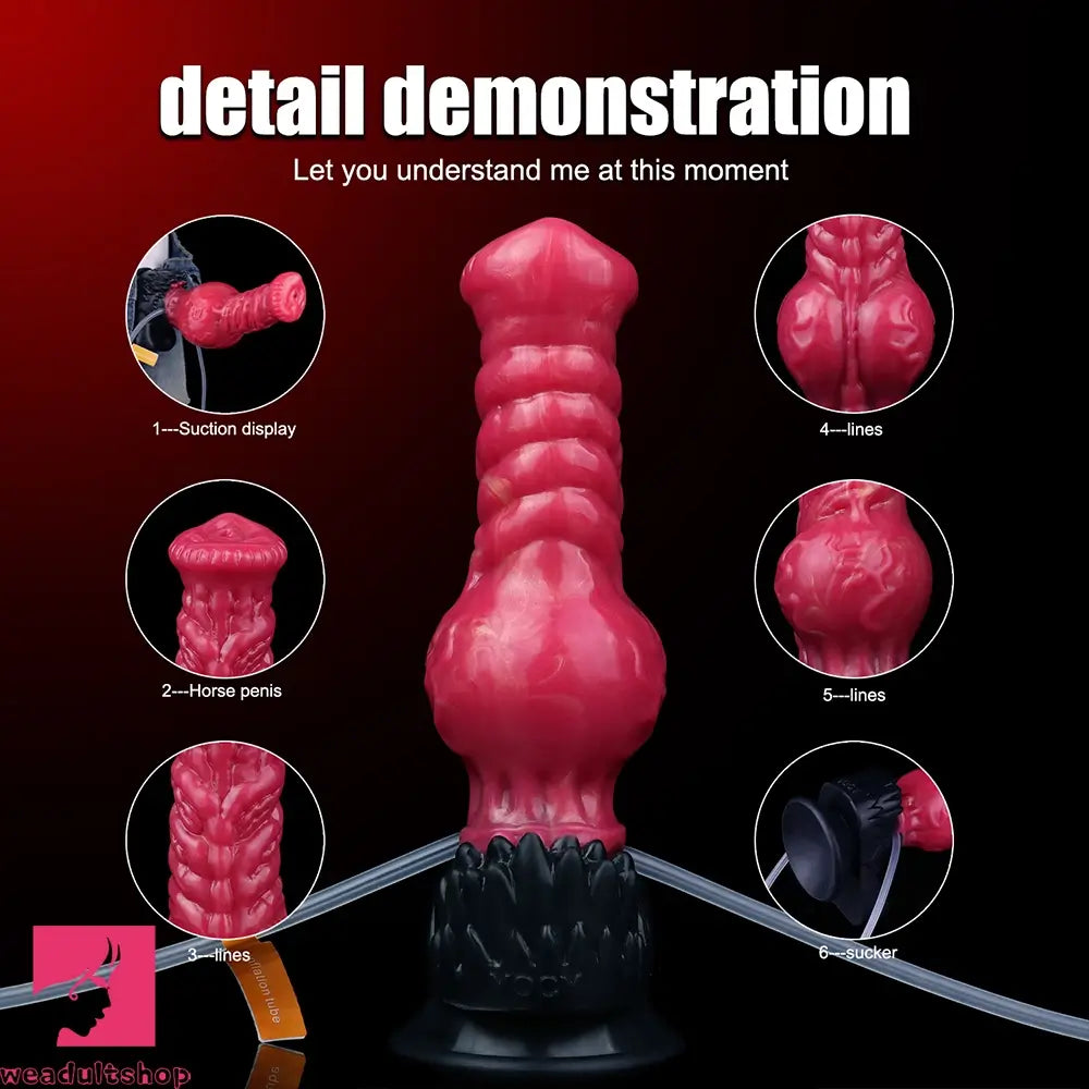 8.26in Horse Knotted Silicone Soft Big Dildo Ejaculating Penis Sex Toy