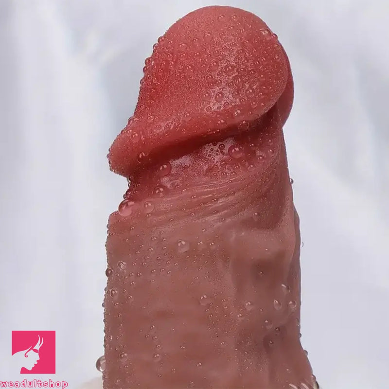 7.87in 8.27in Realistic Massage Silicone Dual Density Uncut Sliding Skin Dildo