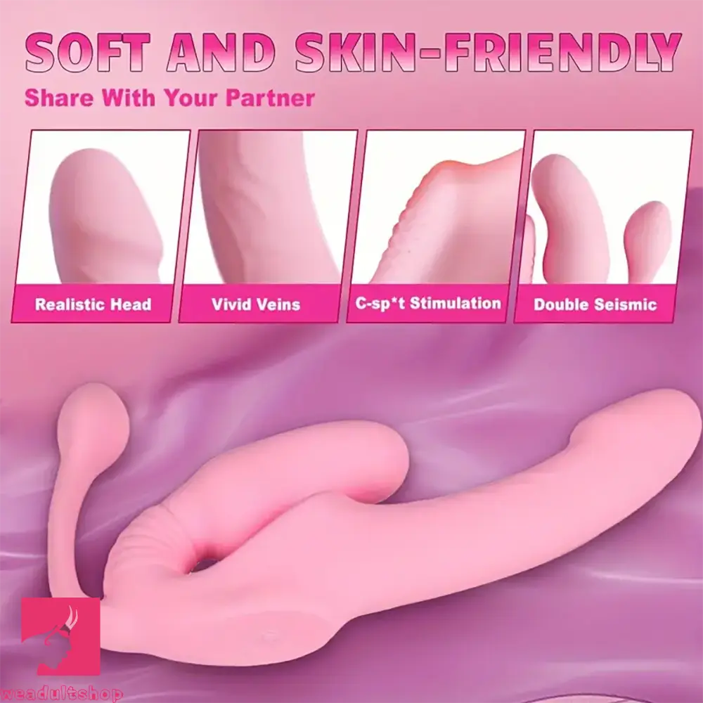 5.12in Triple Ended Silicone Strapless Double Vibrating Cock Dildo 5.12in Triple Ended Silicone Strapless Double Vibrating Cock Dildo