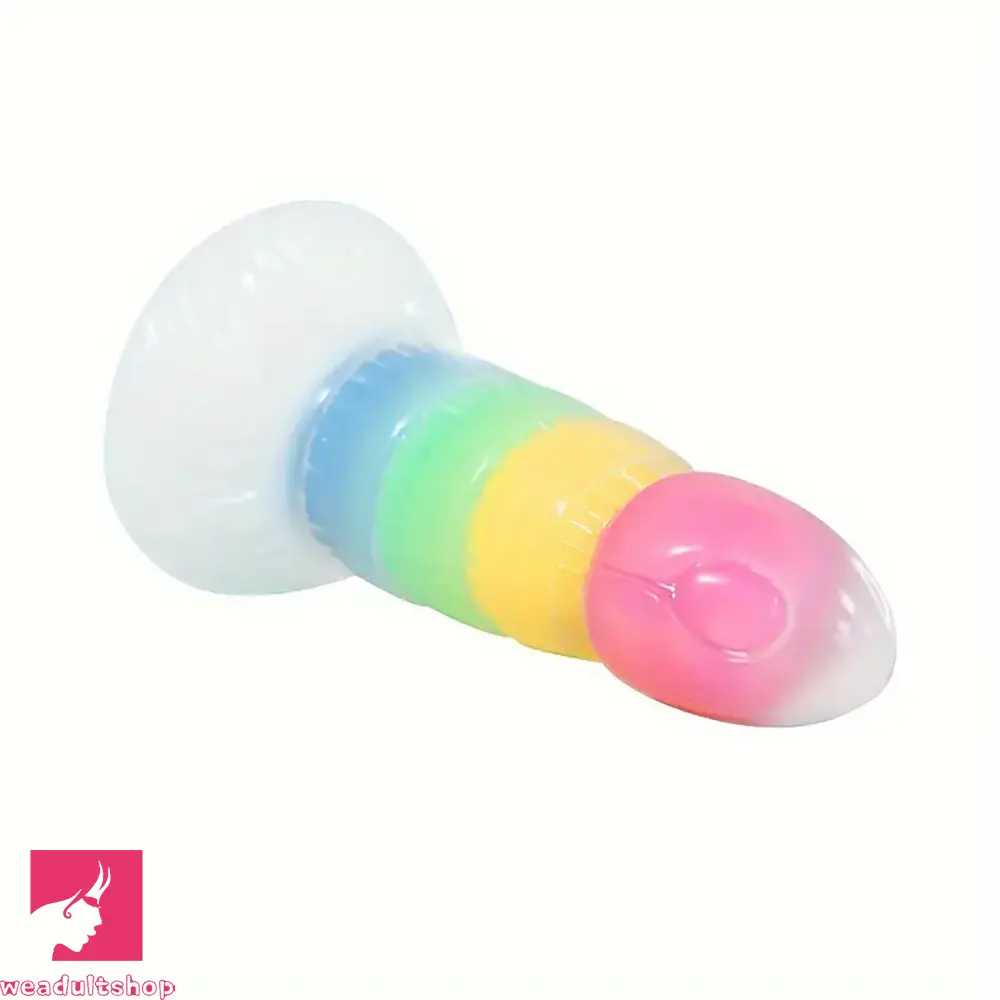 7.87in Luminous Silicone Real Soft Rainbow Dildo Hands Free Toy 7.87in Luminous Silicone Real Soft Rainbow Dildo Hands Free Toy