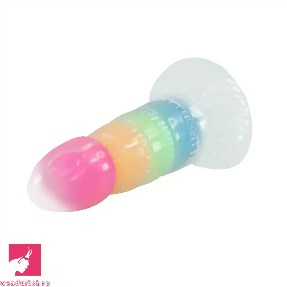7.87in Luminous Silicone Real Soft Rainbow Dildo Hands Free Toy 7.87in Luminous Silicone Real Soft Rainbow Dildo Hands Free Toy
