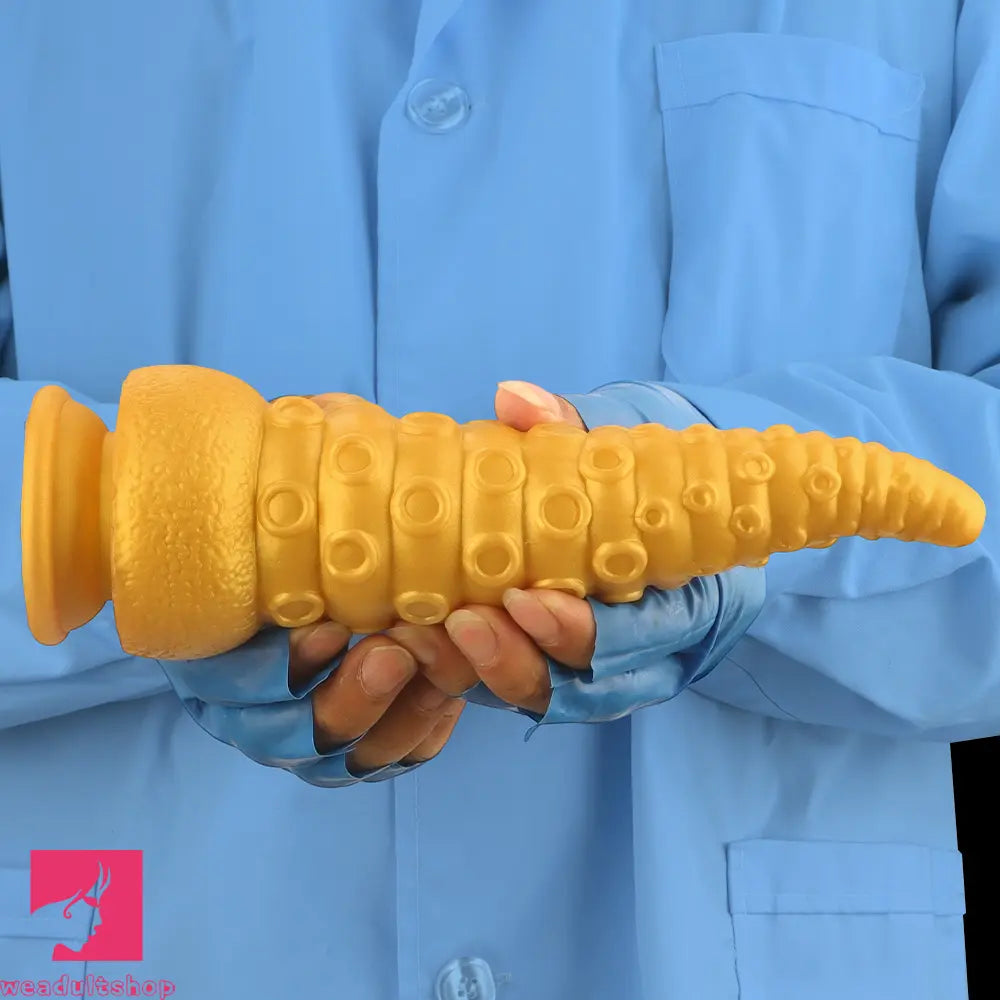 6.1in 6.88in 8.26in 8.66in Gold Silicone Multi-size Octopus Thick Sex Dildo