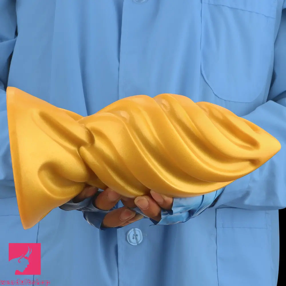 6.49in 7.67in 9.05in 9.84in Golden Silicone Spiral Thread Women Dildo