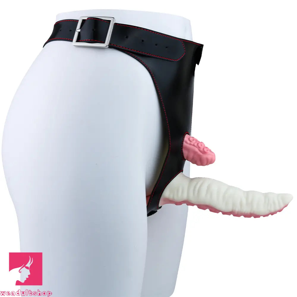 6.5in Tentacle Strap on Vibrating Dildo Natural Curved Soft Cock Toy