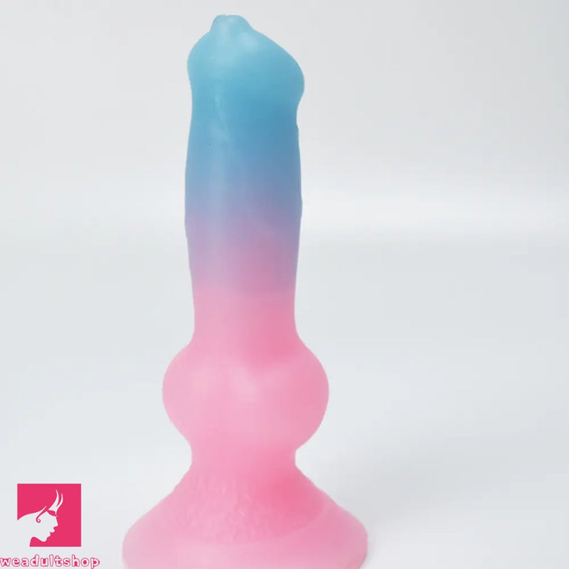 7.49in Dog Cock Knot Dildo Silicone Soft Animal Cock Luminous Clit Dildo