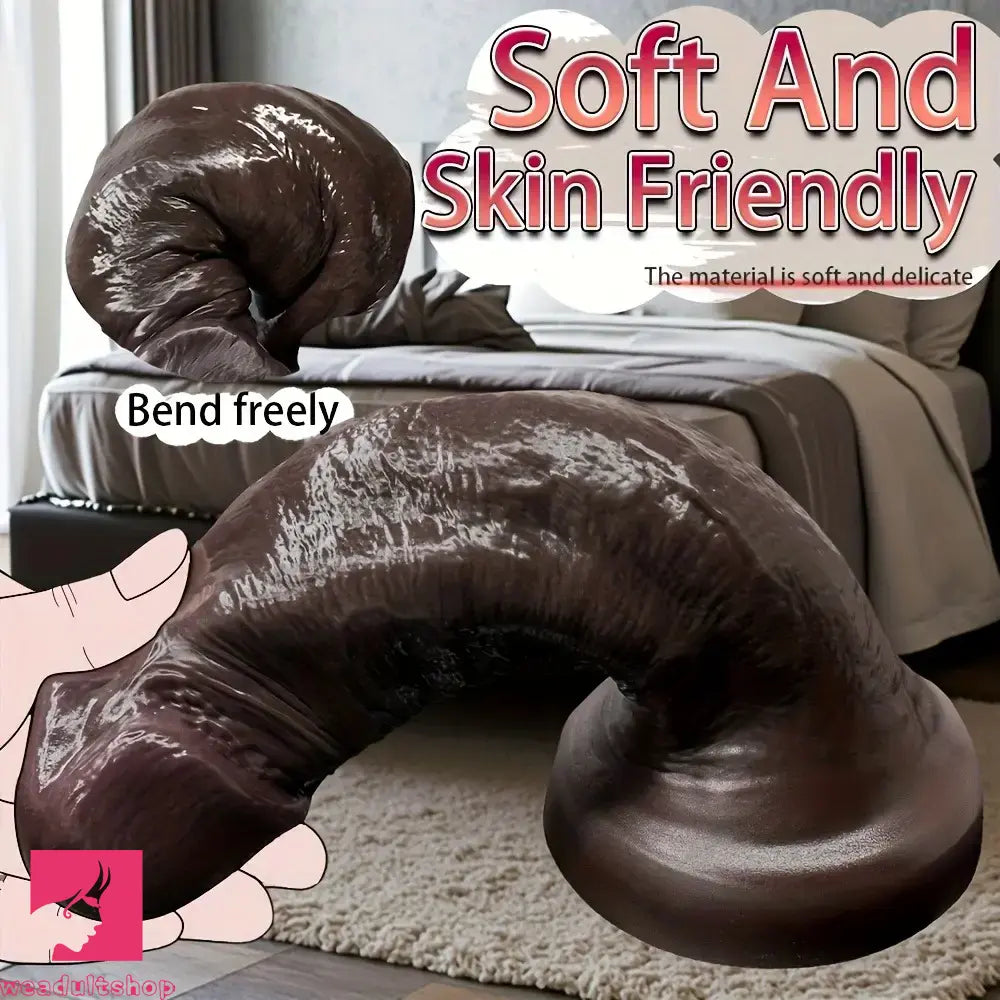 7.08in 8.85in 11.02in 12.79in Realistic Thick Big Soft Silicone Ebony Dildo