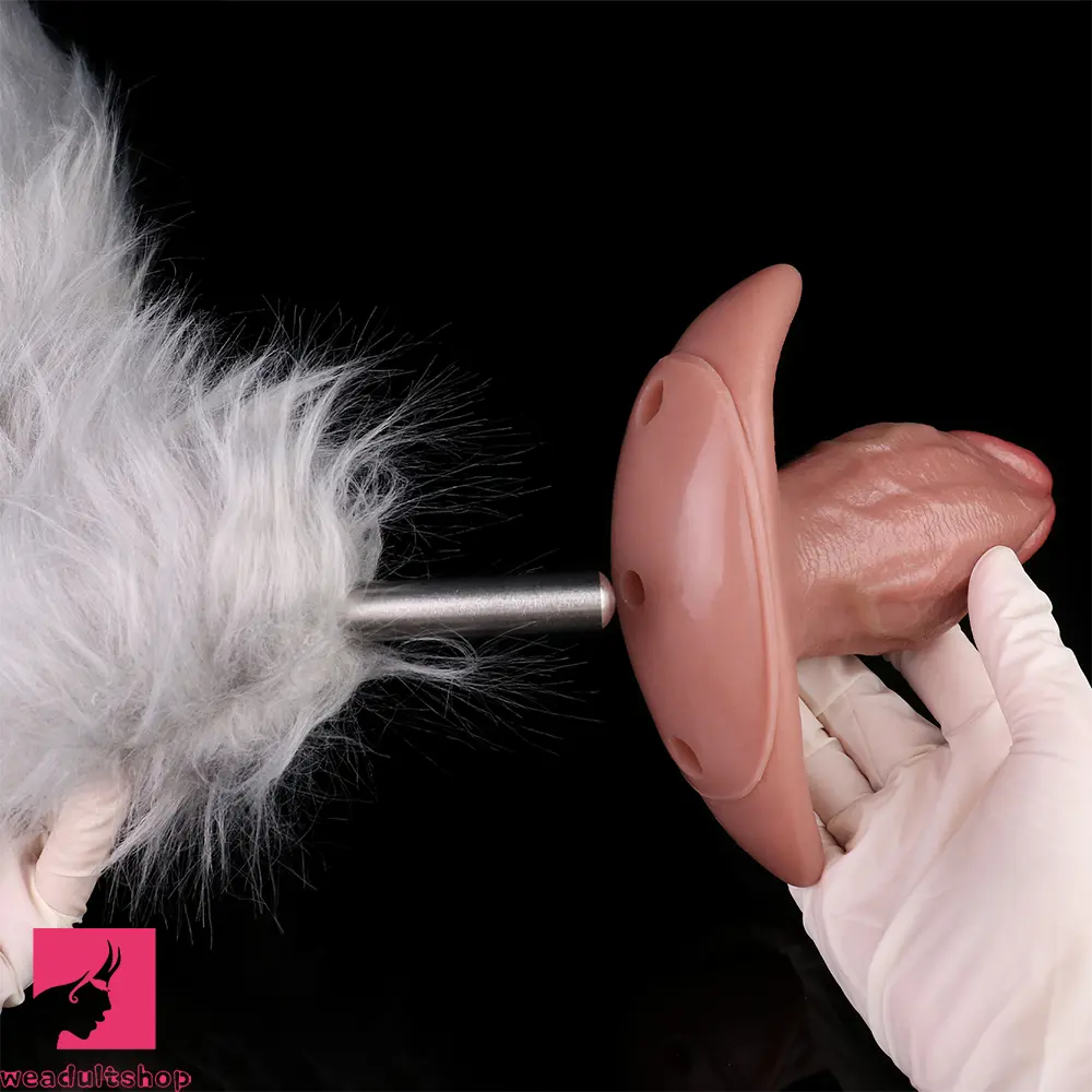 5.7in Male Using 10 Frequency Vibration Role Play Cock Dildo Tail Butt Plug