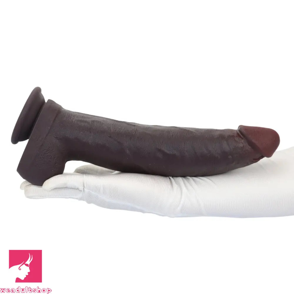 12.59in Fine Texture Real Skin Dual Density Soft Curved Dildo Couple Sex Tool