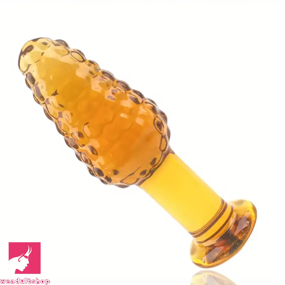 4.1in 4.5in Golden Glass Anal Plug Granular Floating Spiked Mini Dildo 4.1in 4.5in Golden Glass Anal Plug Granular Floating Spiked Mini Dildo