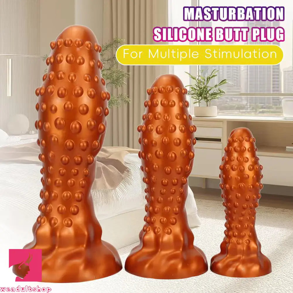 6.29in 8.66in 11.02in Spiked Stripe Silicone Butt Plug Odd Dildo Vagina Dilator