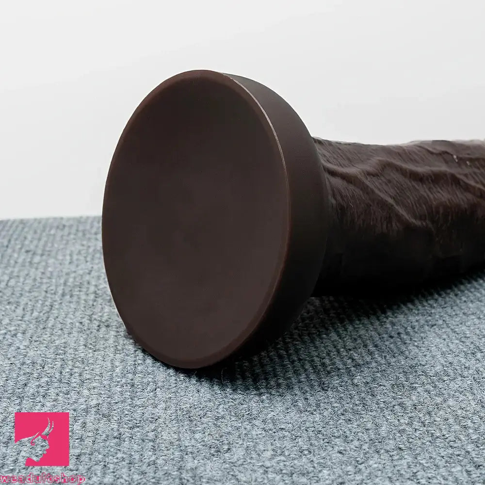 7.08in 8.85in 11.02in 12.79in Realistic Thick Big Soft Silicone Ebony Dildo