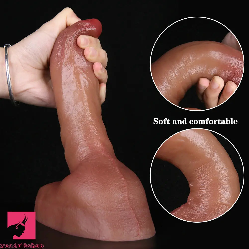 8.66in Liquid Silicone Dual Hardness Soft Big Dildo For Anal Masturbation