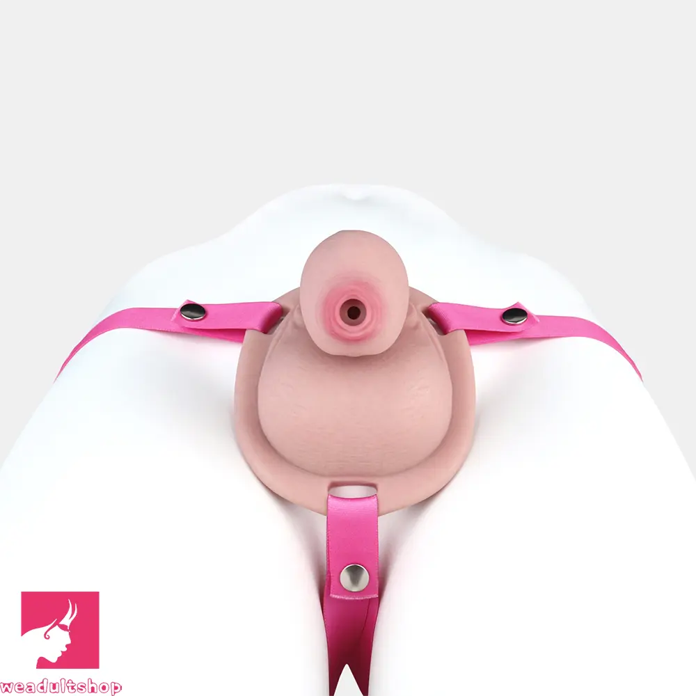 5.11in Real Hollow Chastity Cage Dildo Uncut Glans Couples Masturbator